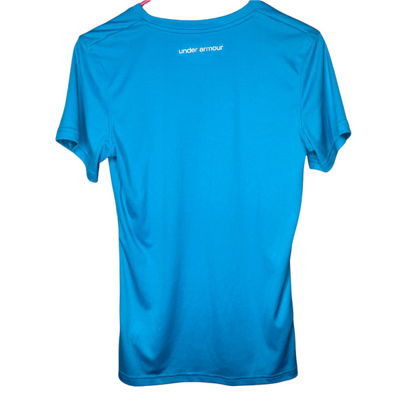 Under Armour Semi Fitted Heat Gear Teal V Neck T Shirt Women's Size Medium - Picture 3 of 6